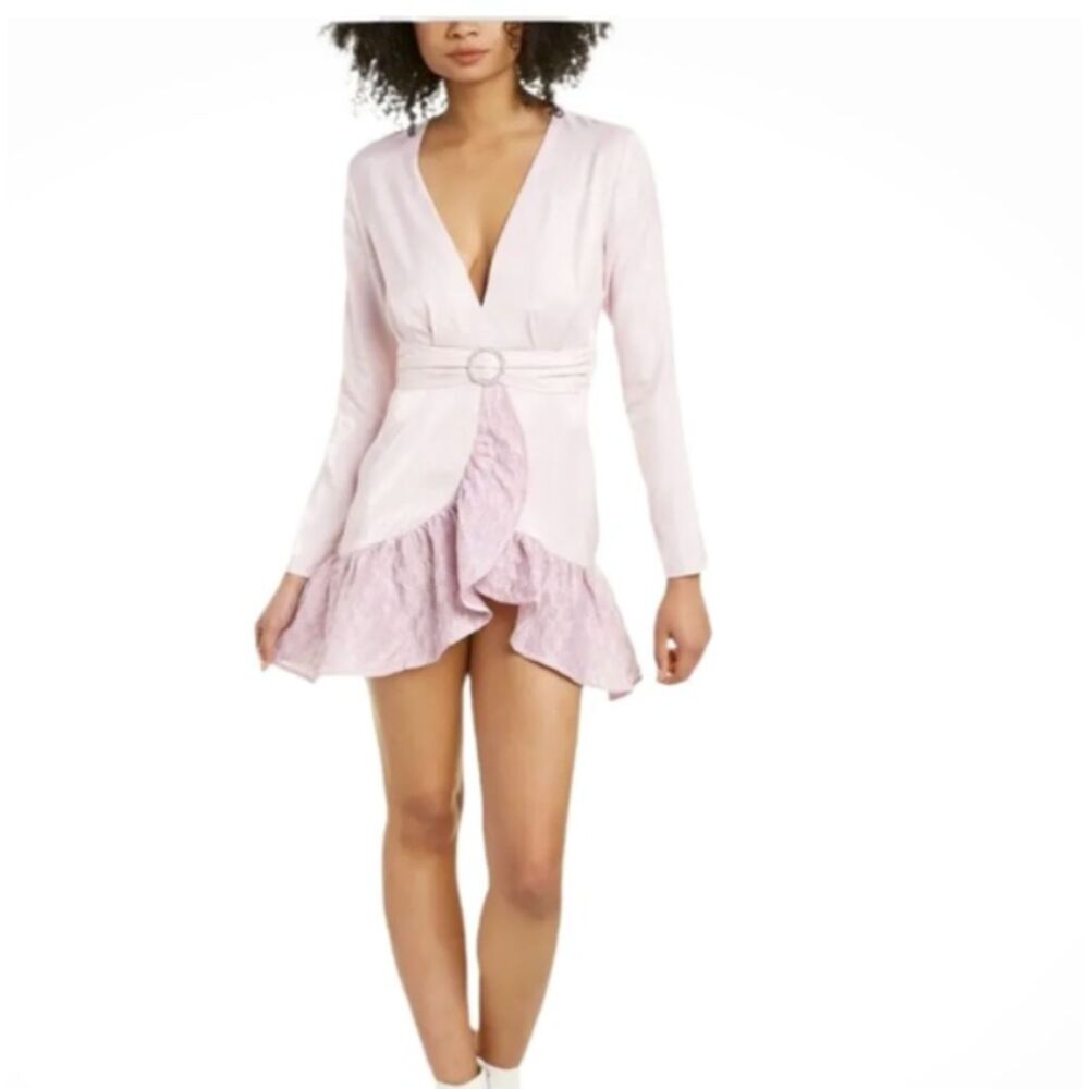 Atoir Fier on Fire Dress sz 10, Pink Ruffle Split, Linen Blend Coquette Designer